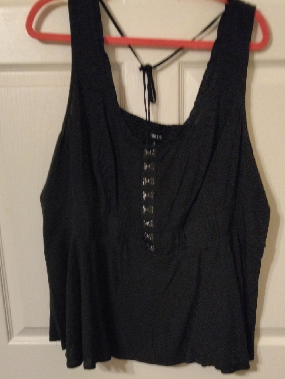 Torrid  Dressy Black Tank Top with Front Hook-Loop Detail and Peplum